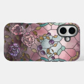 Glas in lood Window Rozen iPhone 16 Hoesje (Achterkant (horizontaal))