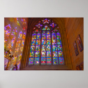 Glas in lood Window, St. Vitus Kathedraal, Praag Poster