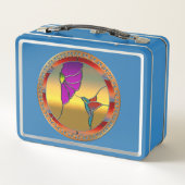 Glas in lood Window Turquoise Hummingbird (Achterkant)