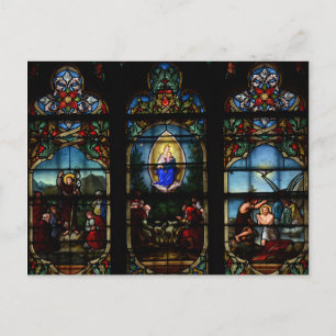 Glas in lood Windows Notre Dame Paris Cathedraal Briefkaart