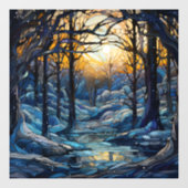 Glas in lood Winter Bossen Raamsticker (Vel)