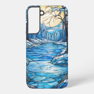 Glas in lood Winterlandschap – Maanverlichte bos Samsung Galaxy Hoesje
