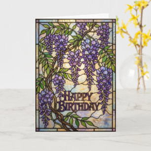 Glas-in-lood Wisteria Art Nouveau Verjaardagskaart Kaart