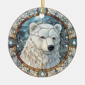 Glas in lood Wit Beer Kerst Ornament (Voorkant)