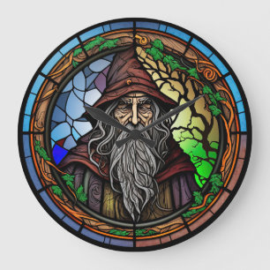 Glas in lood Wizard Ontwerp Grote klok