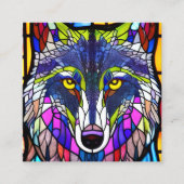 Glas in lood Wolf Graphic Vierkante Visitekaartje (Voorkant)