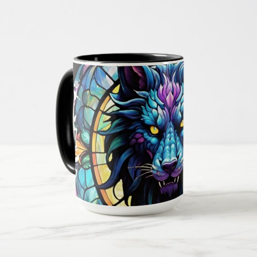 Glas in lood Wolf Mok (Voorkant links)