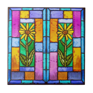 Glas in lood Yellow Daisy Tegeltje