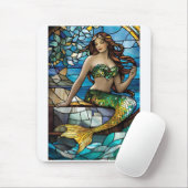 Glas in lood zeemeermin muismat (Met muis)