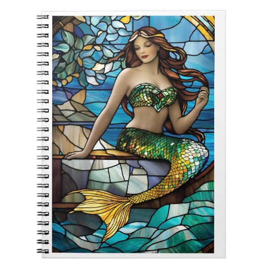 Glas in lood zeemeermin notitieboek (Voorkant)