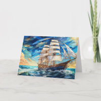 Glas in lood Zeilboot in de Oceaan