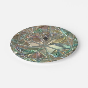 Glas in lood ziet er kleurrijk abstract uit papieren bordje