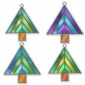 Glas in lood ziet kerstbomen als sierbomen sticker (Voorkant)