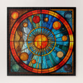 Glas in lood zonnestelsel puzzel (Horizontaal)