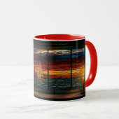 Glas-in-lood zonsondergang met meeuw en zeilboot mok (Voorkant rechts)