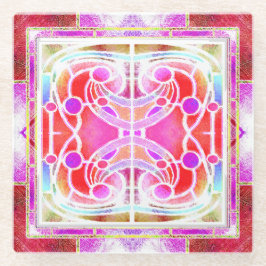 Glas-in-loodkathedraalraam in Roze en Abrikoos Glazen Onderzetter