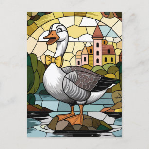 Glas-in-loodkunst, Dwaze Gans Glas-in-lood  Briefkaart