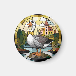 Glas-in-loodkunst, Dwaze Gans Glas-in-lood Magneet