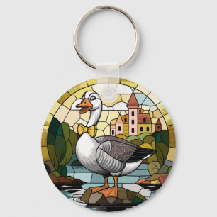 Glas-in-loodkunst, Dwaze Gans Glas-in-lood Sleutelhanger