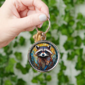 Glas-in-loodkunst van Wasbeer Sleutelhanger (Hand)