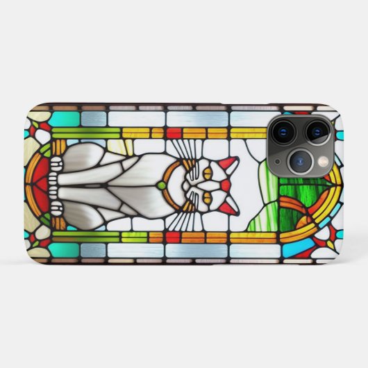 Glas-in-loodontwerp met kat Case-Mate iPhone case (Achterkant (horizontaal))