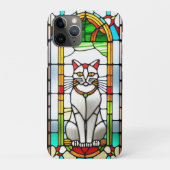 Glas-in-loodontwerp met kat Case-Mate iPhone case (Achterkant)