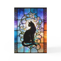 Glas-in-loodraam met kat