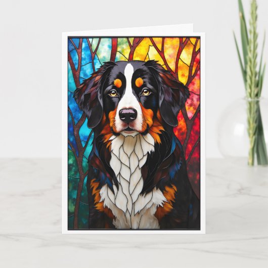 Glas-in-loodstijl Berner Sennenhond Kaart (Voorkant)