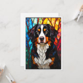 Glas-in-loodstijl Berner Sennenhond Kaart (Voorkant / Achterkant in situ)
