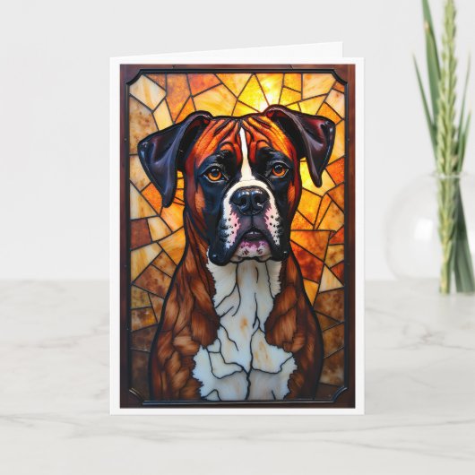 Glas-in-loodstijl Boxerhond  Kaart (Voorkant)