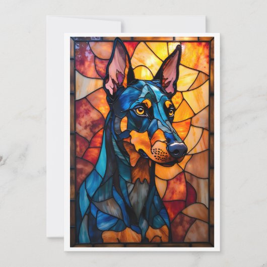 Glas-in-loodstijl Dobermann-hond Plat Kaart (Voorkant)