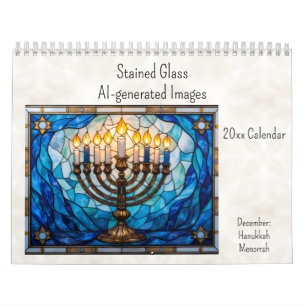 Glas-in-loodstijl Hanukkah-thema voor december Kalender
