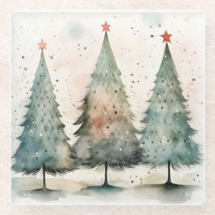 Glas Kerst Onderzetters, Kerstboom Onderzetter, Glazen Onderzetter