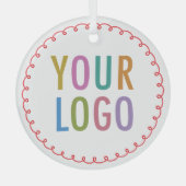 Glas Kerst Ornament met Custom Company Logo (Voorkant)