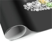 Glas kerstwijn met rode wijn cadeaupapier (Rol Hoek)