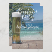 Glas lichtbier op het strand kaart (Voorkant / Achterkant)