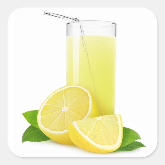 Glas limonade vierkante sticker (Voorkant)