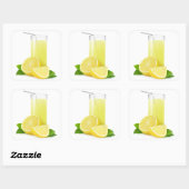 Glas limonade vierkante sticker (Vel)