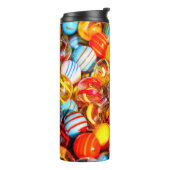 Glas marmer kleurrijke spelen knikkers oude school thermosbeker (Gedraaid links)