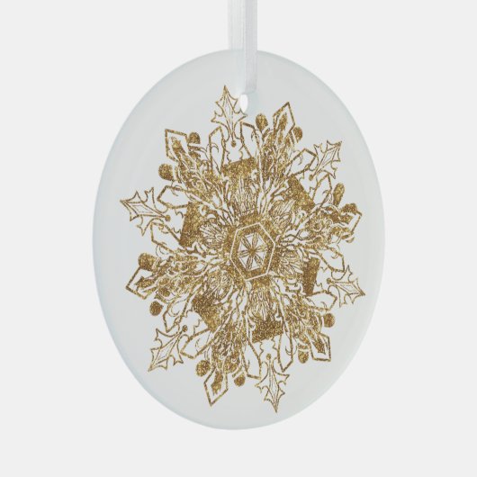 Glas met kerstavlas voor gouden mousserende sneeuw ornament (Voorkant Rechts)