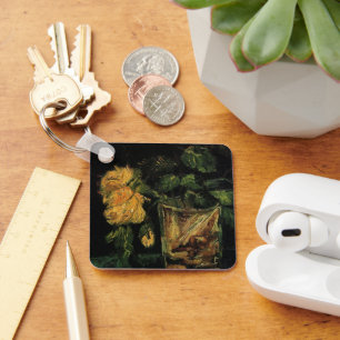 Glas met rozen van Vincent van Gogh Sleutelhanger