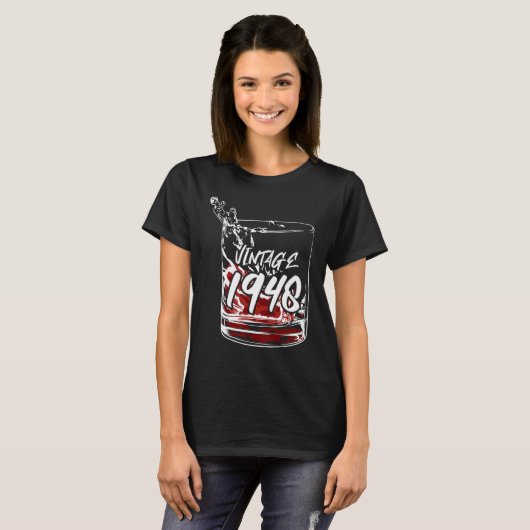 glas met Vintage 1948 T-shirt (Voorkant volledig)