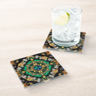 Glas onderzetter met Braziliaanse kleuren