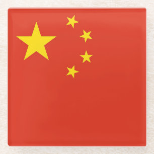 Glas onderzetter met Chinese vlag