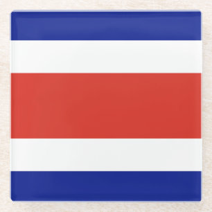 Glas onderzetter met Costa Ricaanse vlag