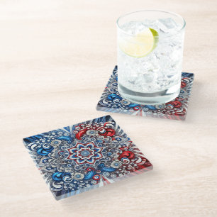 Glas onderzetter met Franse kleuren