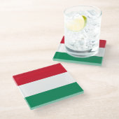 Glas onderzetter met Hongaarse vlag (Schuin)