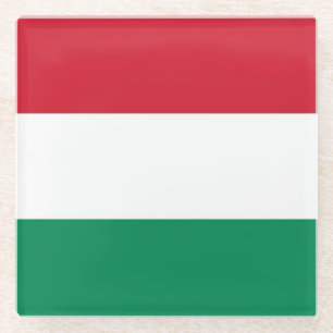 Glas onderzetter met Hongaarse vlag