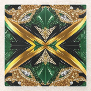Glas onderzetter met Jamaicaanse kleuren