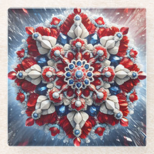 Glas onderzetter met Noorse kleuren Glazen Onderzetter